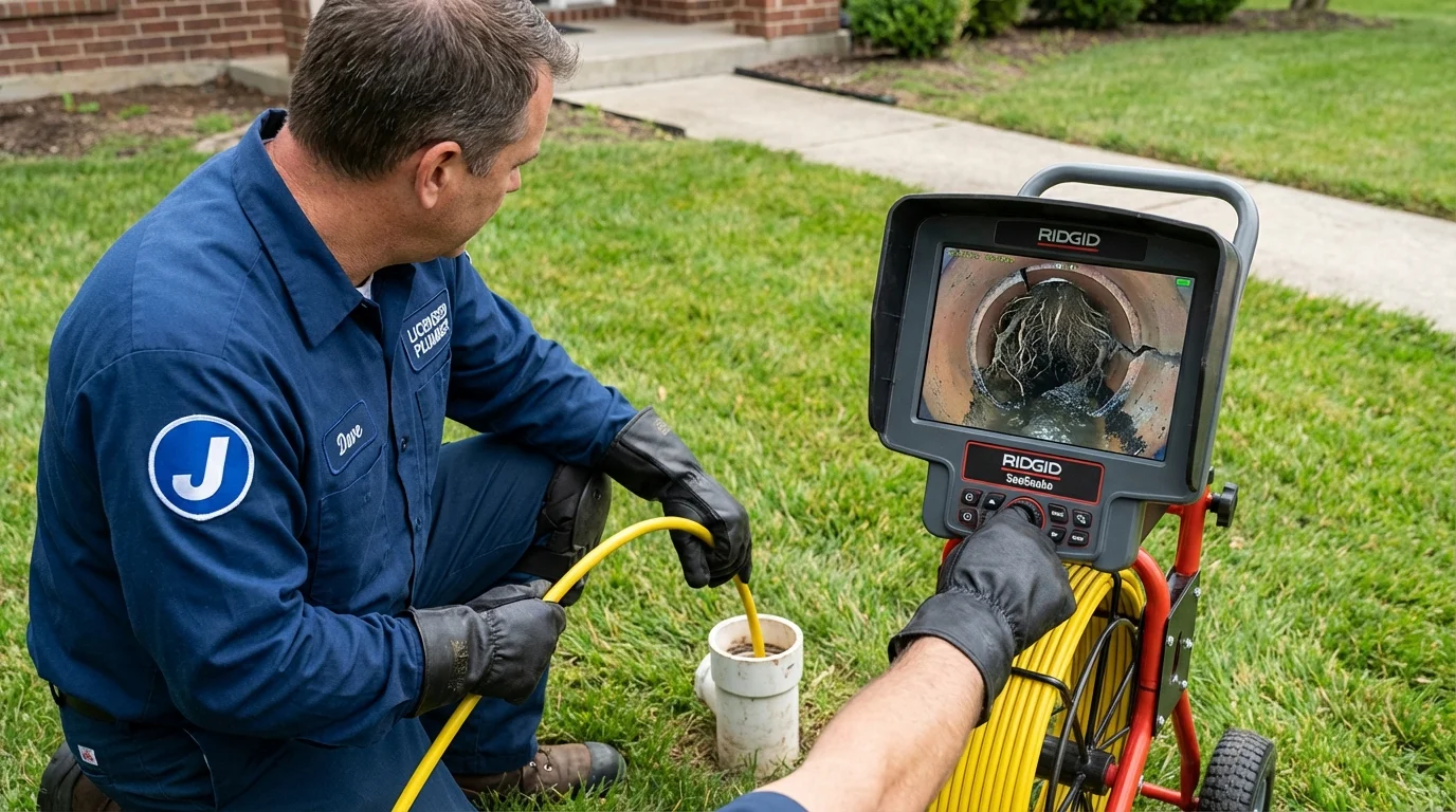 Sewer camera inspection being performed by Johns Plumbing LLC in Towner